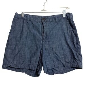 A New Day Womens Blue Chambray Cotton Shorts Size 8